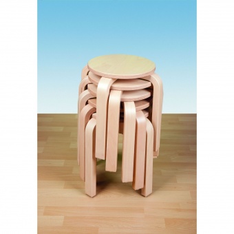 Massivholzhocker, Gestel und Sitzfläche Buche massiv, stapelbar, Kunststoffgleiter 